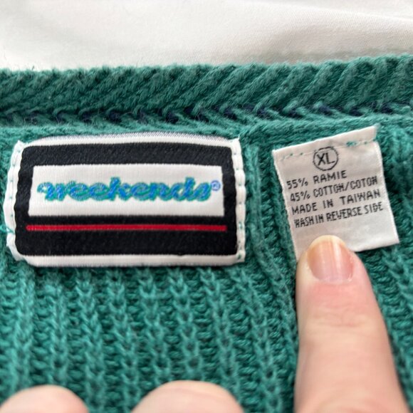 Weekends Teal vintage sweater XL  Lot J - Picture 4 of 8